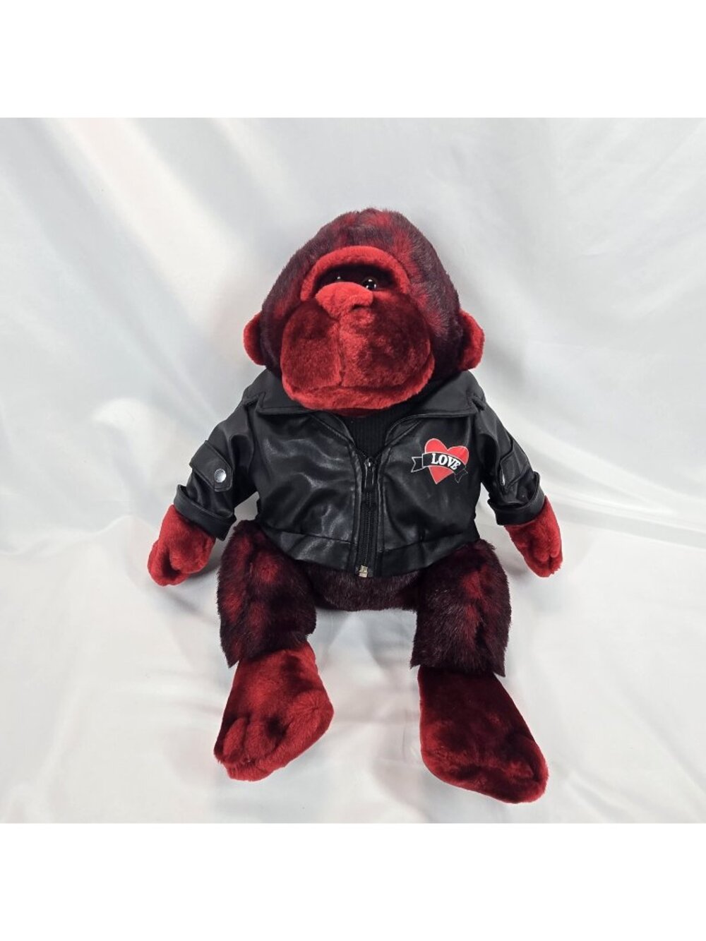 Dan Dee Valentine Gorilla Red Love with faux leather jacket plush bear 20" (B24)